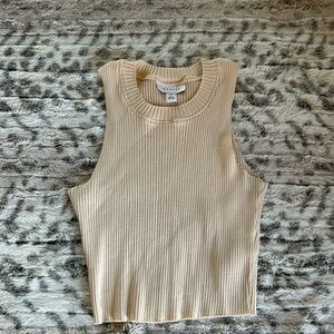 Topshop Ribbed Tank Top - Cream